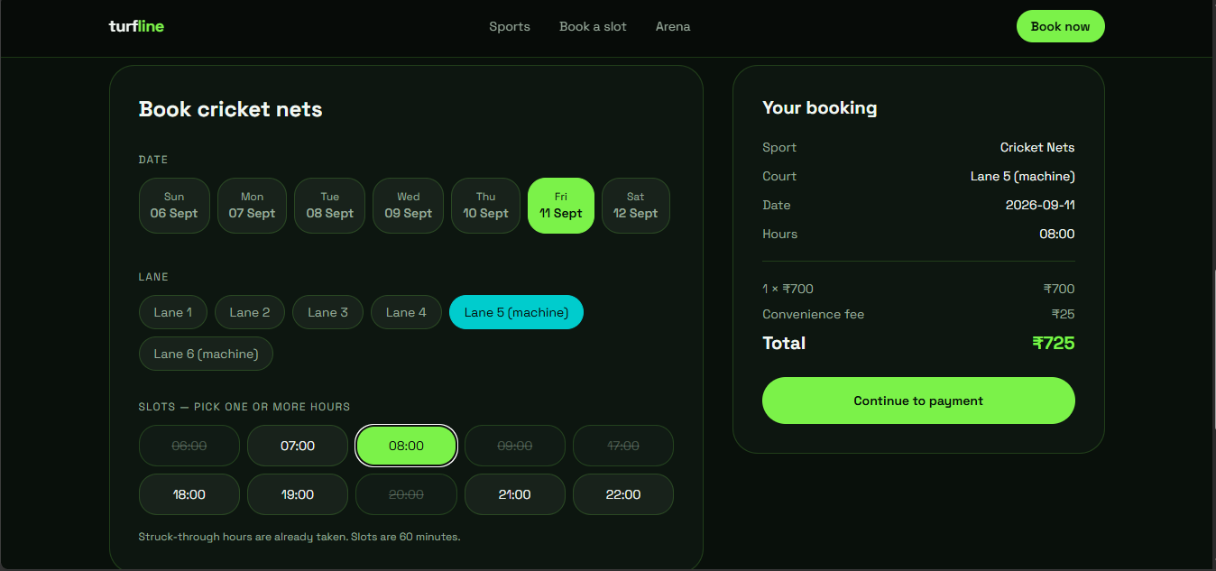 ⚽ Sports Turf & Courts Booking interface view 4